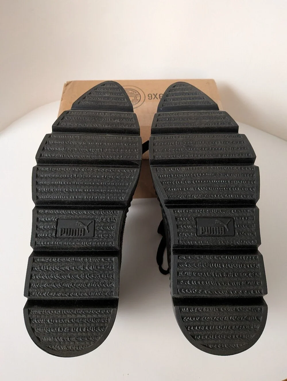 Fenty-Puma Black Patent Lace-Up Sneakers
